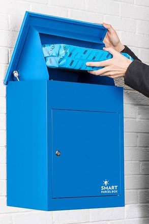 Homescapes Smart Parcel Box Medium Front Access Secure Delivery Box in Blue