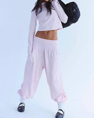 Free People Up In The Air Long Sleeve Top And Harem-Style Pants Set In Pink
