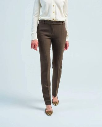 Toteme Low Waist Slim Trouser Pants In Bark