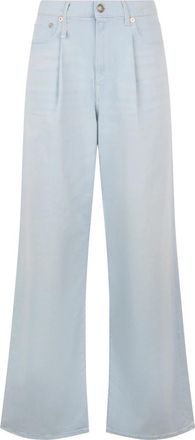 R13 Damon Pleated Wide-Leg Jeans - Dames - Loose Fit Jeans - Blauw - W27 - Katoen - Jeans