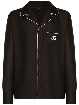 Dolce & Gabbana Camicia pigiama con ricamo - Nero
