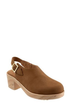 Softwalk Fairbanks Slingback Platform Clog in Tan Nubuck at Nordstrom, Size 10.5