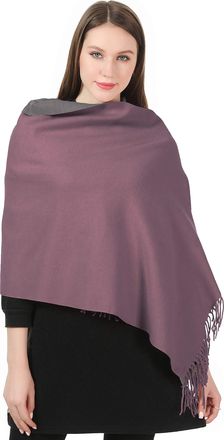 World of Shawls Winter Scarf Pashmina Shawl Wrap for Women Ladies Long Large Warm Thick Reversible Blanket Scarves (Lavender and Grey)