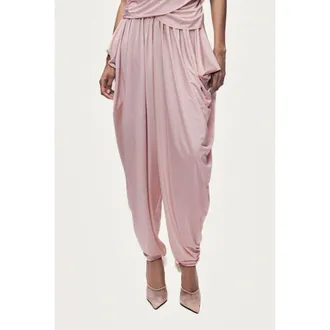 Nocturne Draped Elastic Waist Harem Trousers in Pink at Nordstrom, Size X-Small