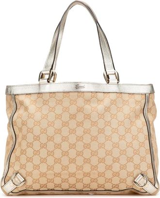 Gucci Borsa tote Abbey in tela GG con anello a D 2000-2015 - Marrone