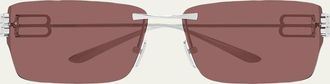 Balenciaga 76mm Metal Rectangular Sunglasses