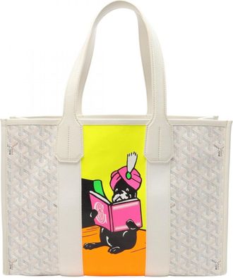 Goyard Multi-Color White Coated Canvas Leather Tote Bag (Pre-Owned)