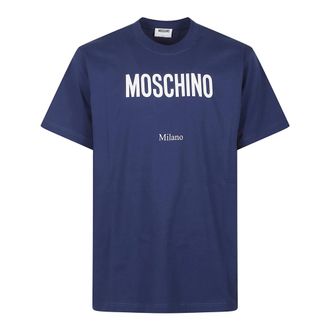 Moschino T-Shirts, male, Blue, Size: XL Logo Print T-Shirt