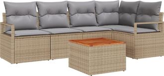 vidaXL Vidaxl - Garden Sofa Set with Cushion 6 pcs Beige Poly rattan