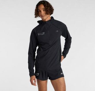New Balance Hombre London Edition Reflective Run Hoodie en Negro, Poli&eacute;ster, Talla L