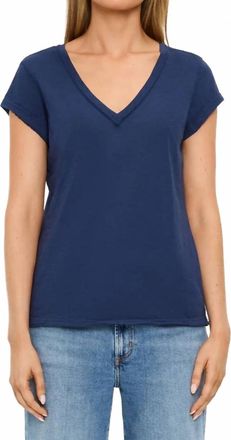 Michael Stars Baxter V-Neck Raw Edge Tee In Nocturnal