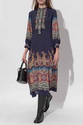 Etro Patterned Dress, Womens, Navy Blue