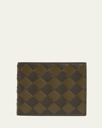 Bottega Veneta Mens Bicolor Intrecciato Bifold Wallet