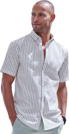 John Devin Kurzarmhemd JOHN DEVIN Regular Fit, Herren, Gr. XXXL (47/48), N-Gr, grau, gestreift, Web, Obermaterial: 100% Baumwolle, gestreift, regular fit, Rundha