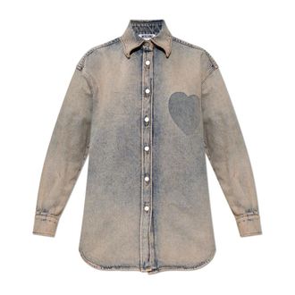Moschino Denim Shirts, female, Gray, Size: S Denim Shirt