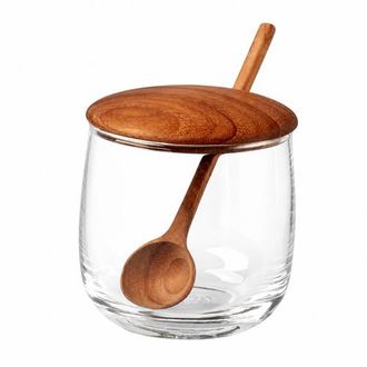 Be Home Glass Jar with Teak Lid & Spoon in Brown at Nordstrom