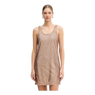 A|X Armani Exchange Kleedjes, Dames, Bruin, S, Polyester, Jurk met Versieringen