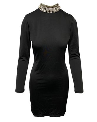 Alice & Olivia Alice + Olivia Diamond Open Back Dress in Black Polyester