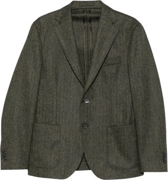 Luigi Bianchi Green Notched Lapel Blazer