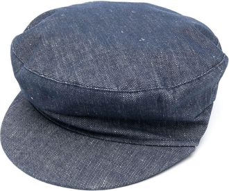 Fabiana Filippi denim baker boy cap - women - Cotton/Linen/Flax/Cotton/Spandex/Elastane - L - Blue