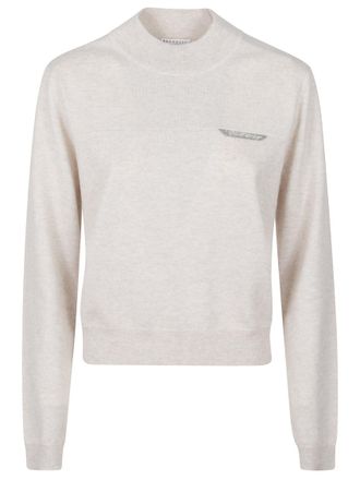 Brunello Cucinelli Grey Logo Mock Collar Sweater