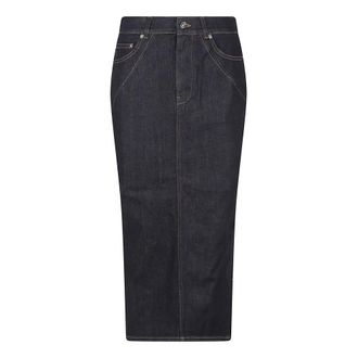 Givenchy Rokken, Dames, Blauw, M, Denim, Midi Kickback Rok in Raw Denim