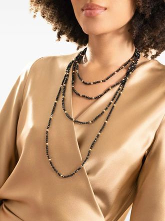 Robinson Pelham Utopia beaded necklace - women - 18kt Yellow Gold - 44 - Black