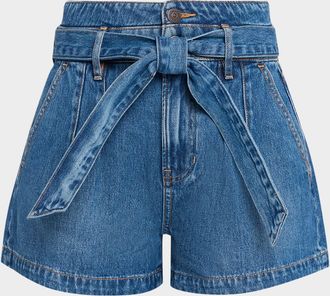 Veronica Beard Jaylen Belted Denim Shorts