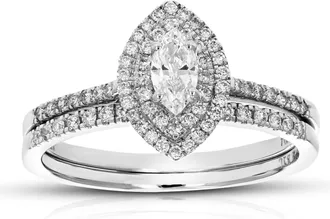 Vir Jewels 1/2 cttw Lab Grown Diamond Wedding Bridal Set in 14K White Gold For Women