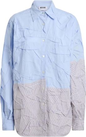 Moschino Overhemden, Dames, Veelkleurig, S, Katoen, Gestreken Stretch Poplin Shirt