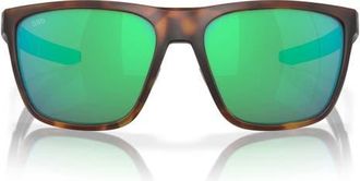 Costa Ferg 59mm Polarized Mirrored Rectangular Sunglasses in Tortoise /Green Mirror 580G at Nordstrom