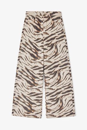 Ganni White Lari Wide Jeans in Zebra Denim - Size 24W/33L Organic Cotton