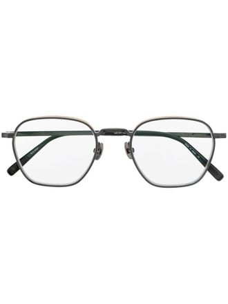 Matsuda logo-engraved square-frame glasses - unisex - Titanium/Acetate - 52 - Black