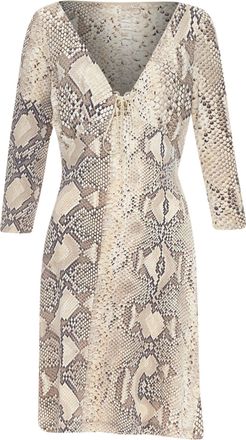 Roberto Cavalli Lace Detail V Neck Dress