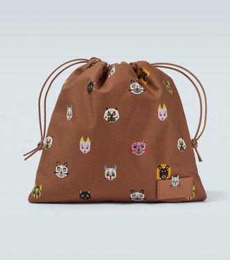 Loewe x Louis Wain Cats leather-trimmed pouch