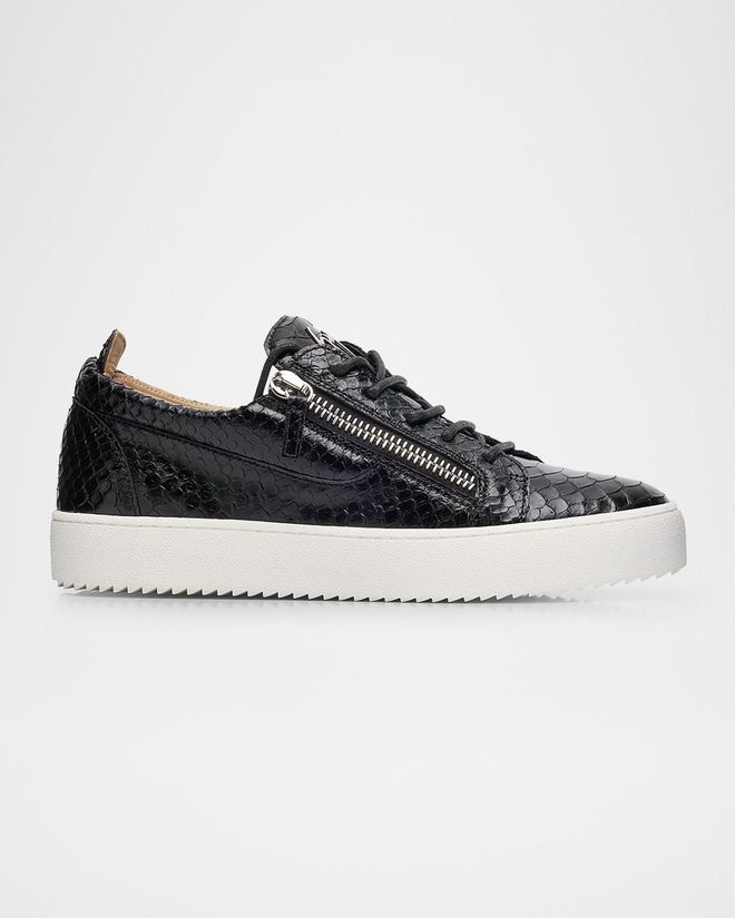 Men & apos;s Frankie Snake-Effect Leather Double-Zip Sneakers