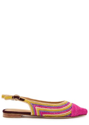 Gabriela Hearst Strength Striped Raffia Slingback Flats - Multicoloured - 37 (IT37/ UK4)