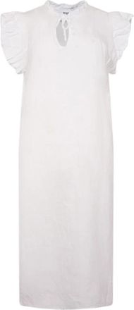 Tiffany & Co. Etta Jurk met Volant - Dames - Casual kleedjes - Wit - M/L - Linnen - Kleedjes