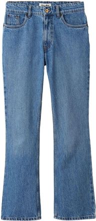 Miu Miu logo-embroidered flared jeans - women - Polyester/Cotton/Cotton - 26 - Blue