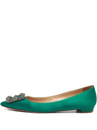 Manolo Blahnik hangisi satin ballet flats - Green