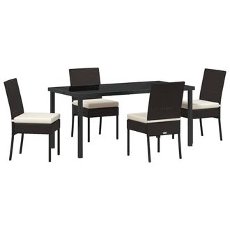 Berkfield Home 5 Piece Garden Dining Set Black Poly Rattan