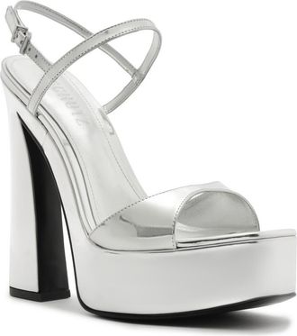 Schutz Arlene Platform Sandal in Silver at Nordstrom, Size 9.5