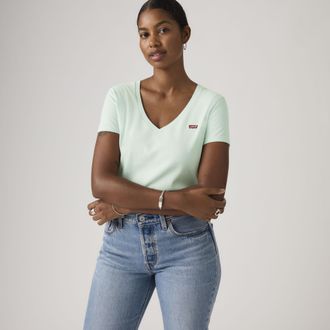 Levi's Perfect V Neck Tee - Womens - XS - Blue