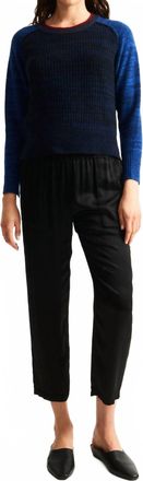 Raquel Allegra Lilith Long Sleeve Sweater In Indigo Blue