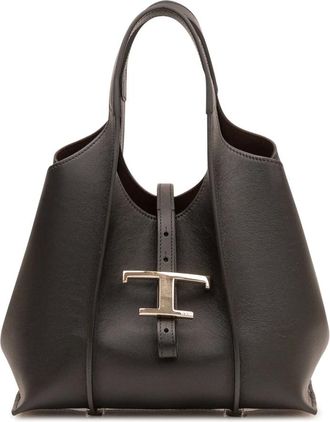 Tod's Tassen, Dames, Zwart, ONE Size, Leer, T Timeless Shopping Bag Mini