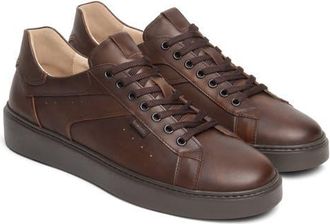 Nero Giardini Leather Low Top Sneaker in Brown at Nordstrom, Size 41