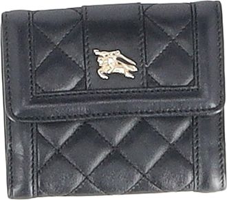 Burberry Pre-owned Womens Quilted Trifold Wallet in Black Leather - One Size