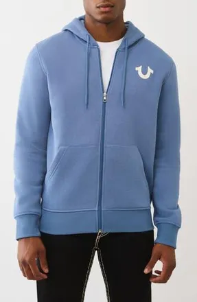 True Religion Stitched Logo Zip Hoodie in Coronet Blue at Nordstrom Rack, Size Medium