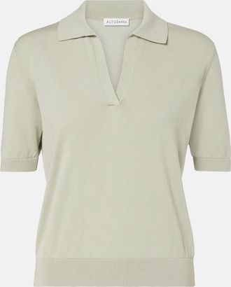 Altuzarra Clay cropped cotton and silk polo shirt