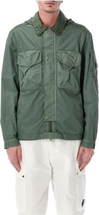 C.P. Company Flatt Nylon Goggle Overshirt - Heren - Zomerjassen - Groen - XL - Nylon - Jassen